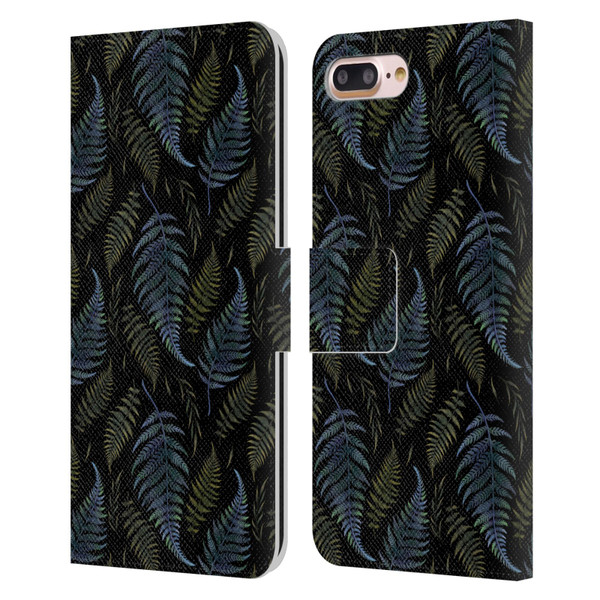Episodic Drawing Pattern Leaves Leather Book Wallet Case Cover For Apple iPhone 7 Plus / iPhone 8 Plus