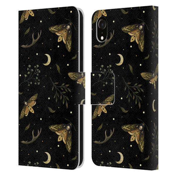 Episodic Drawing Pattern Death Head Moth Leather Book Wallet Case Cover For Apple iPhone XR
