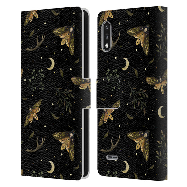 Episodic Drawing Pattern Death Head Moth Leather Book Wallet Case Cover For LG K22