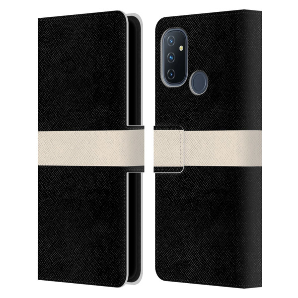 Kierkegaard Design Studio Art Stripe Minimalist Black Cream Leather Book Wallet Case Cover For OnePlus Nord N100