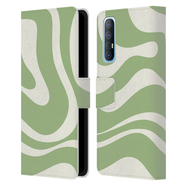 Kierkegaard Design Studio Art Modern Liquid Swirl in Sage Leather Book Wallet Case Cover For OPPO Find X2 Neo 5G