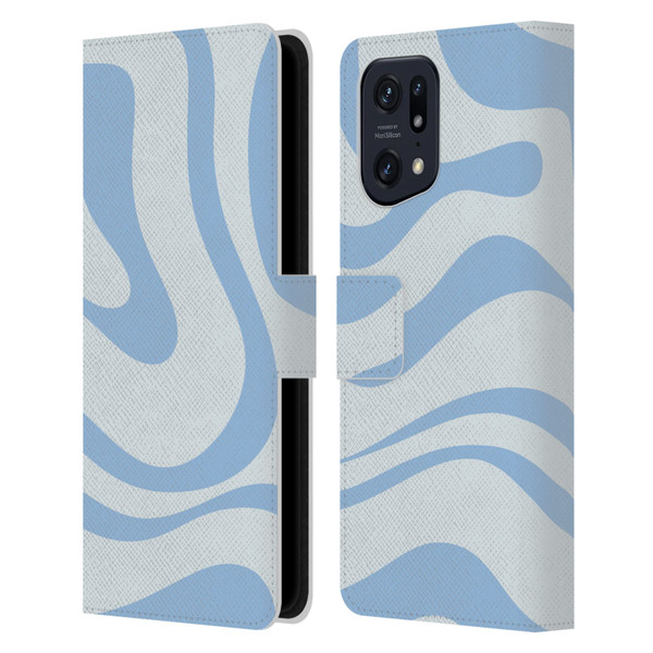 Kierkegaard Design Studio Art Blue Abstract Swirl Pattern Leather Book Wallet Case Cover For OPPO Find X5