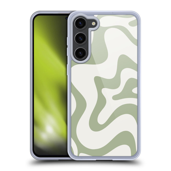 Kierkegaard Design Studio Art Retro Liquid Swirl Sage Green Soft Gel Case for Samsung Galaxy S23+ 5G