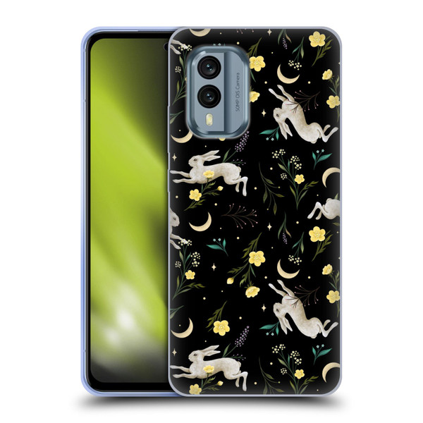 Episodic Drawing Pattern Bunny Night Soft Gel Case for Nokia X30