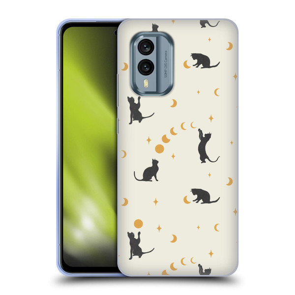 Episodic Drawing Pattern Cat And Moon Soft Gel Case for Nokia X30