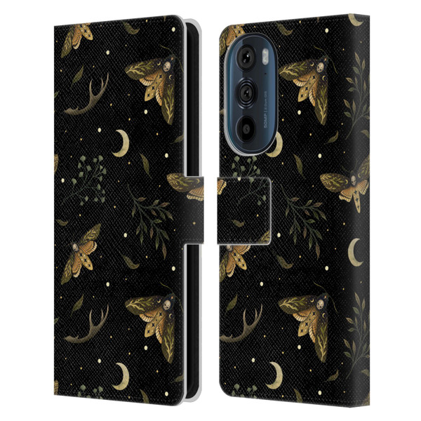 Episodic Drawing Pattern Death Head Moth Leather Book Wallet Case Cover For Motorola Edge 30
