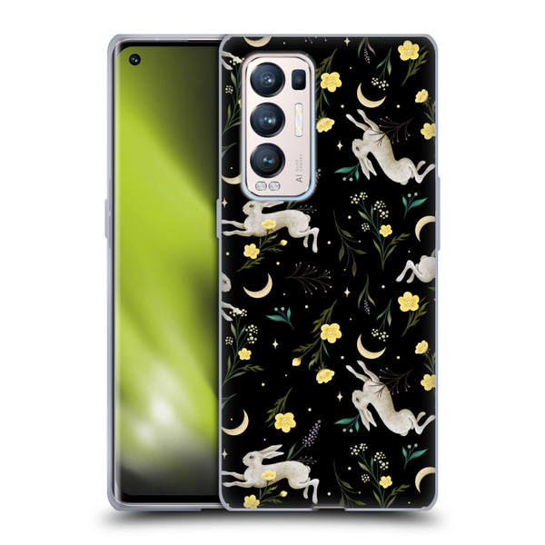 Episodic Drawing Pattern Bunny Night Soft Gel Case for OPPO Find X3 Neo / Reno5 Pro+ 5G