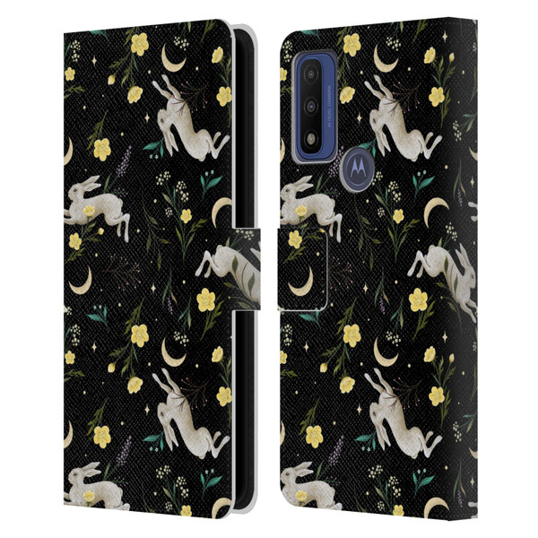 Episodic Drawing Pattern Bunny Night Leather Book Wallet Case Cover For Motorola G Pure