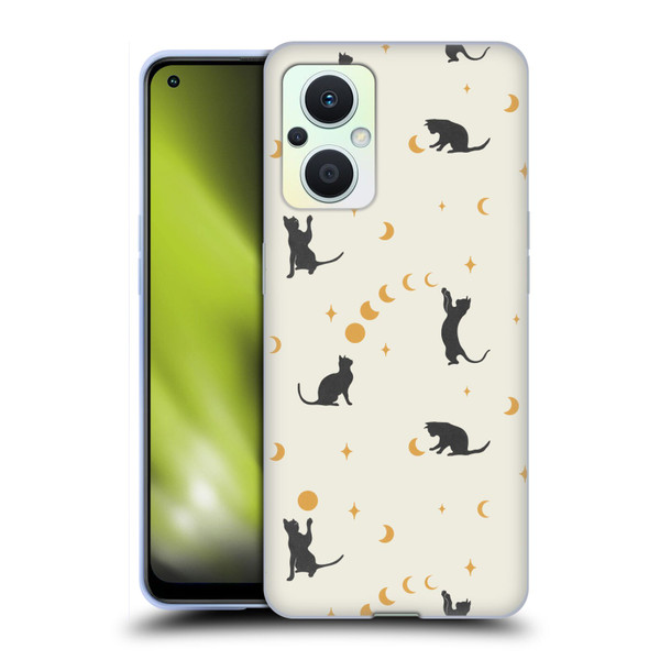 Episodic Drawing Pattern Cat And Moon Soft Gel Case for OPPO Reno8 Lite