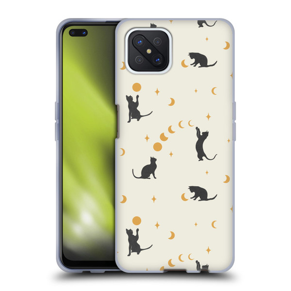Episodic Drawing Pattern Cat And Moon Soft Gel Case for OPPO Reno4 Z 5G