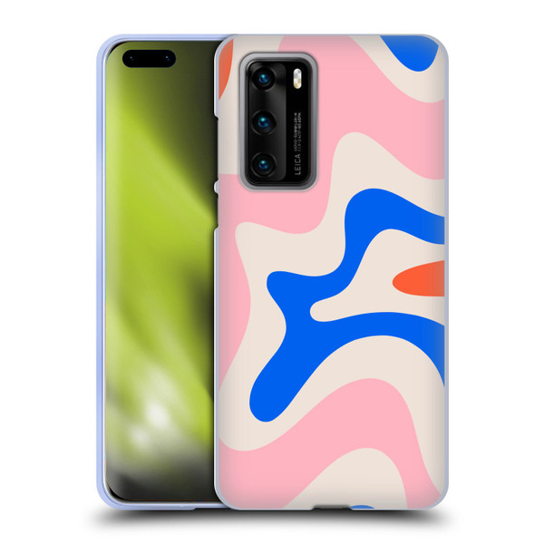 Kierkegaard Design Studio Retro Abstract Patterns Pink Blue Orange Swirl Soft Gel Case for Huawei P40 5G