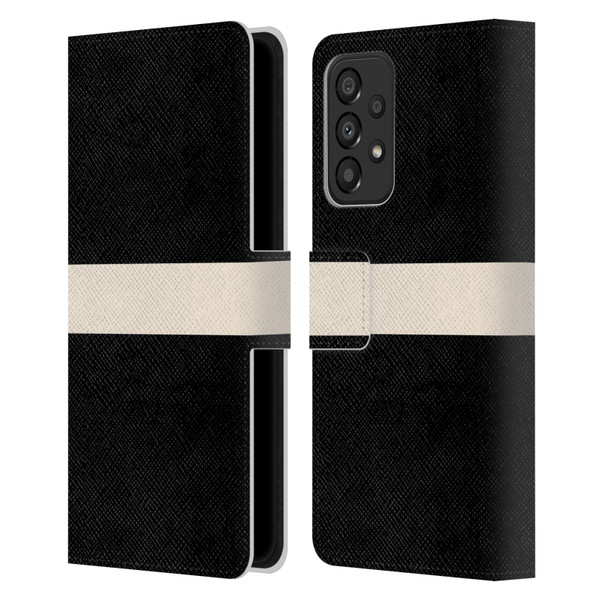 Kierkegaard Design Studio Art Stripe Minimalist Black Cream Leather Book Wallet Case Cover For Samsung Galaxy A33 5G (2022)