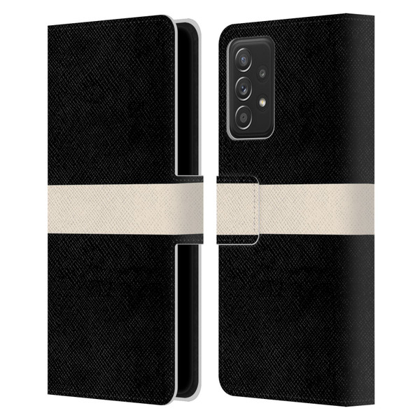 Kierkegaard Design Studio Art Stripe Minimalist Black Cream Leather Book Wallet Case Cover For Samsung Galaxy A52 / A52s / 5G (2021)