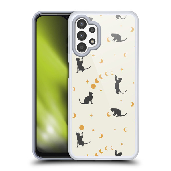 Episodic Drawing Pattern Cat And Moon Soft Gel Case for Samsung Galaxy A13 (2022)