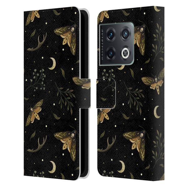Episodic Drawing Pattern Death Head Moth Leather Book Wallet Case Cover For OnePlus 10 Pro