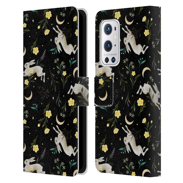 Episodic Drawing Pattern Bunny Night Leather Book Wallet Case Cover For OnePlus 9 Pro