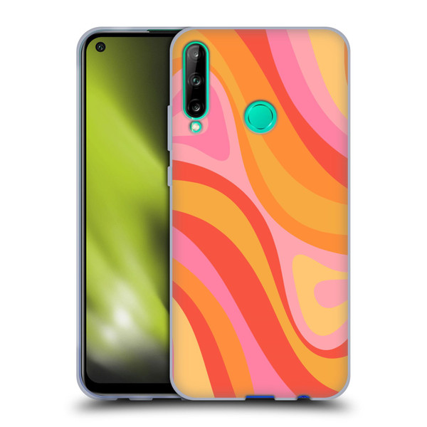 Kierkegaard Design Studio Retro Abstract Patterns Pink Orange Yellow Swirl Soft Gel Case for Huawei P40 lite E