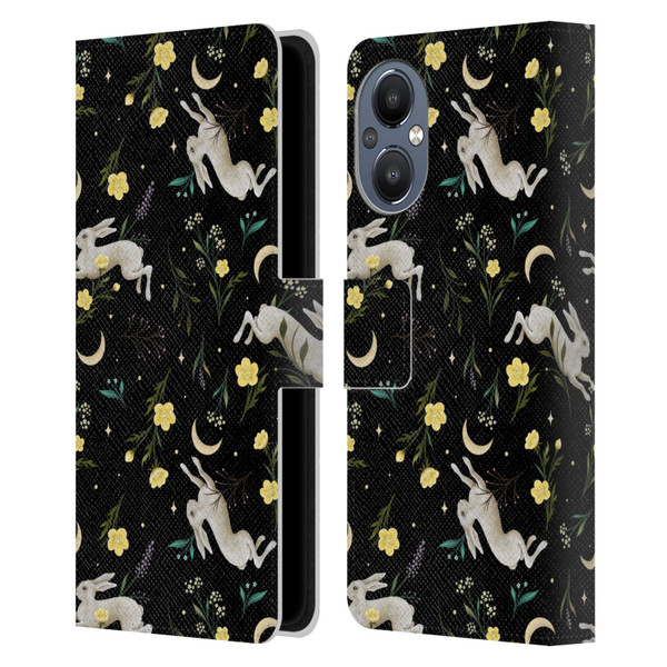 Episodic Drawing Pattern Bunny Night Leather Book Wallet Case Cover For OnePlus Nord N20 5G