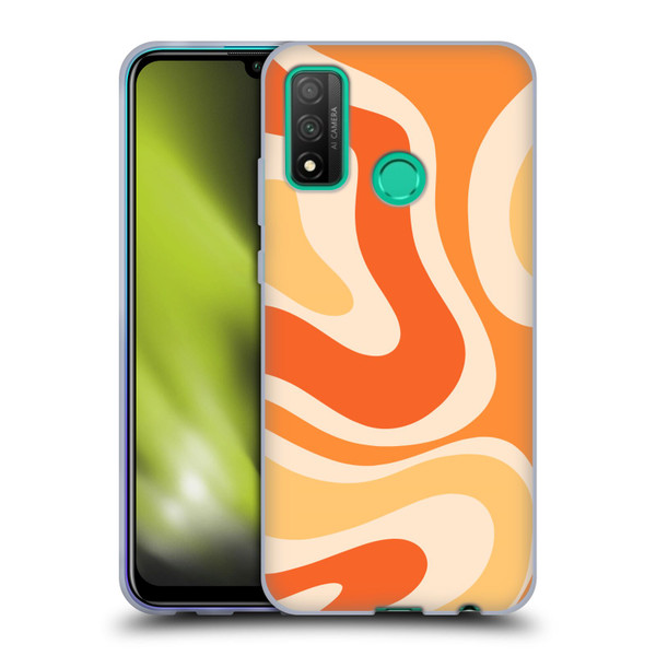 Kierkegaard Design Studio Retro Abstract Patterns Modern Orange Tangerine Swirl Soft Gel Case for Huawei P Smart (2020)