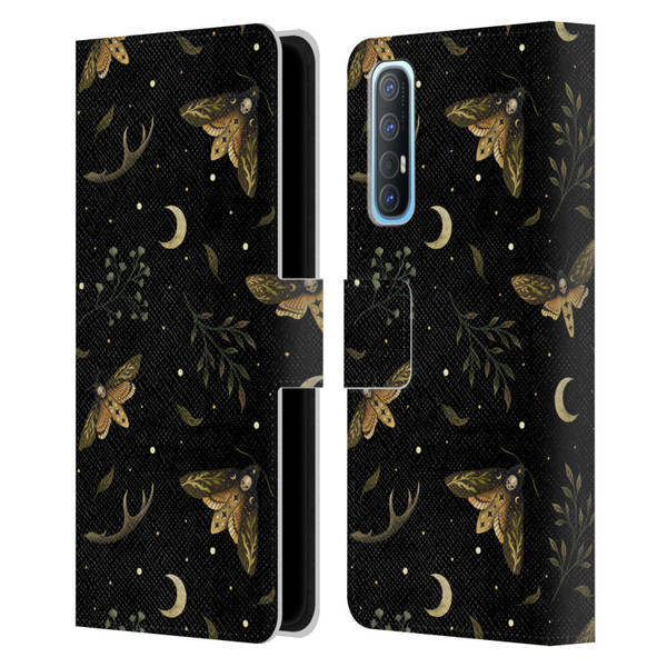 Episodic Drawing Pattern Death Head Moth Leather Book Wallet Case Cover For OPPO Find X2 Neo 5G