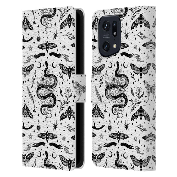 Episodic Drawing Pattern Flash Tattoo Leather Book Wallet Case Cover For OPPO Find X5 Pro
