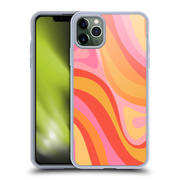 Kierkegaard Design Studio Retro Abstract Patterns Pink Orange Yellow Swirl Soft Gel Case for Apple iPhone 11 Pro Max