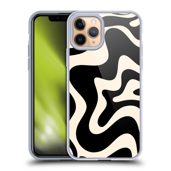 Kierkegaard Design Studio Retro Abstract Patterns Black Almond Cream Swirl Soft Gel Case for Apple iPhone 11 Pro
