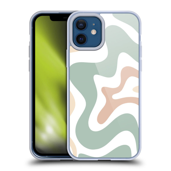 Kierkegaard Design Studio Retro Abstract Patterns Celadon Sage Swirl Soft Gel Case for Apple iPhone 12 / iPhone 12 Pro
