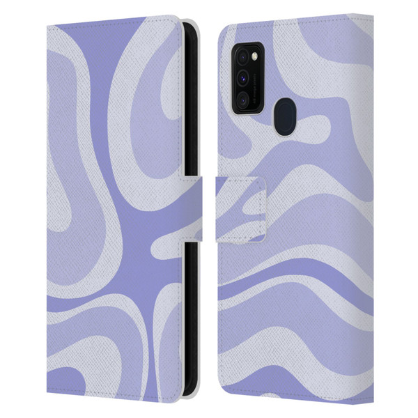 Kierkegaard Design Studio Art Modern Liquid Swirl Purple Leather Book Wallet Case Cover For Samsung Galaxy M30s (2019)/M21 (2020)