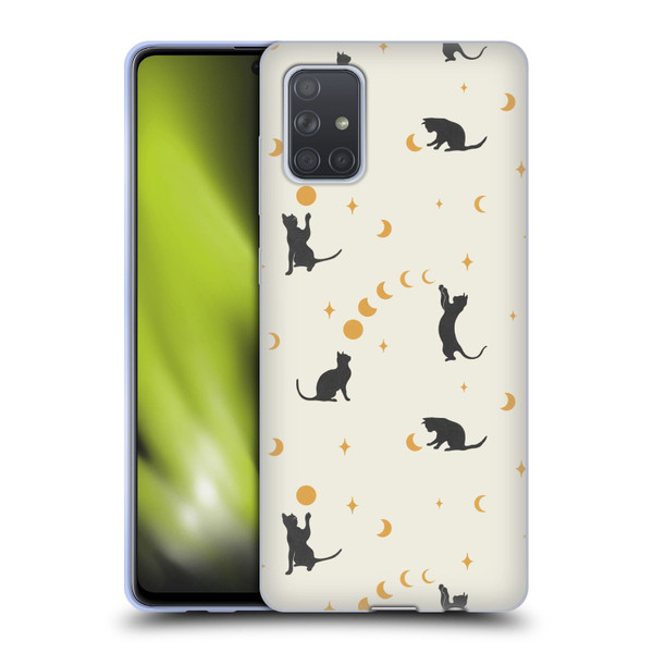Episodic Drawing Pattern Cat And Moon Soft Gel Case for Samsung Galaxy A71 (2019)