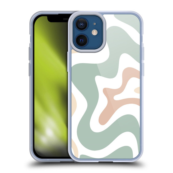 Kierkegaard Design Studio Retro Abstract Patterns Celadon Sage Swirl Soft Gel Case for Apple iPhone 12 Mini