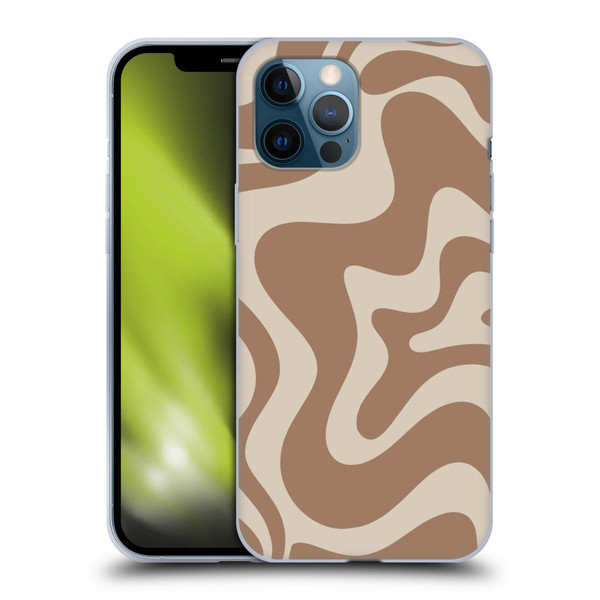 Kierkegaard Design Studio Retro Abstract Patterns Milk Brown Beige Swirl Soft Gel Case for Apple iPhone 12 Pro Max