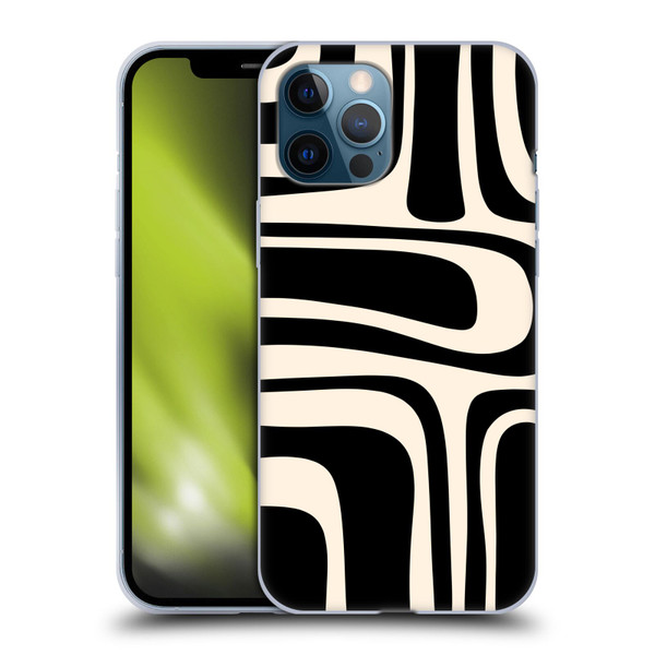 Kierkegaard Design Studio Retro Abstract Patterns Palm Springs Black Cream Soft Gel Case for Apple iPhone 12 Pro Max