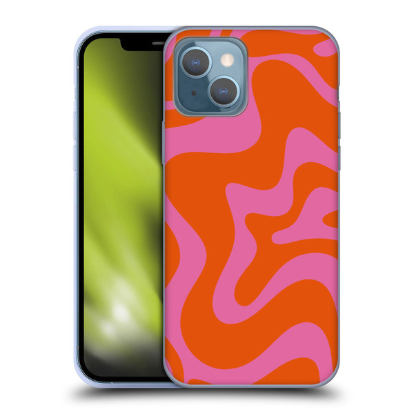 Kierkegaard Design Studio Retro Abstract Patterns Hot Pink Orange Swirl Soft Gel Case for Apple iPhone 13