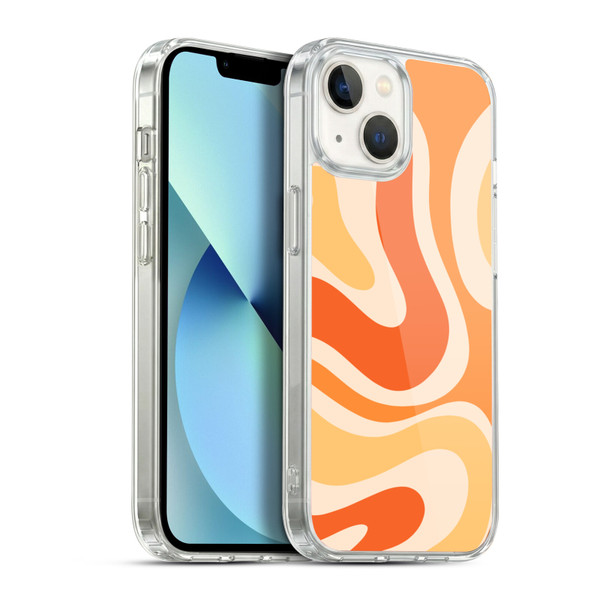 Kierkegaard Design Studio Retro Abstract Patterns Modern Orange Tangerine Swirl Soft Gel Case for Apple iPhone 13
