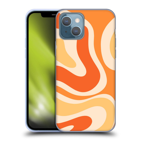 Kierkegaard Design Studio Retro Abstract Patterns Modern Orange Tangerine Swirl Soft Gel Case for Apple iPhone 13