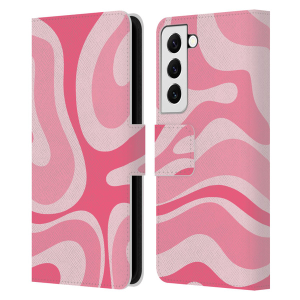 Kierkegaard Design Studio Art Modern Liquid Swirl Candy Pink Leather Book Wallet Case Cover For Samsung Galaxy S22 5G