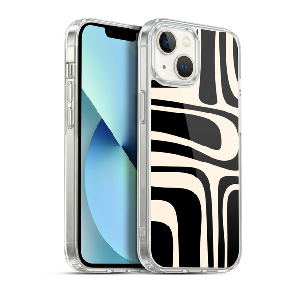 Kierkegaard Design Studio Retro Abstract Patterns Palm Springs Black Cream Soft Gel Case for Apple iPhone 13