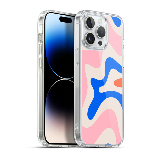 Kierkegaard Design Studio Retro Abstract Patterns Pink Blue Orange Swirl Soft Gel Case for Apple iPhone 13 Pro Max & MagSafe