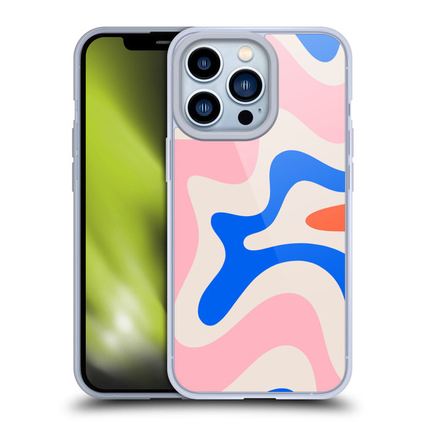 Kierkegaard Design Studio Retro Abstract Patterns Pink Blue Orange Swirl Soft Gel Case for Apple iPhone 13 Pro