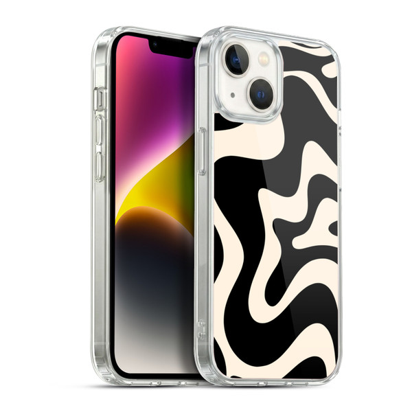 Kierkegaard Design Studio Retro Abstract Patterns Black Almond Cream Swirl Soft Gel Case for Apple iPhone 14
