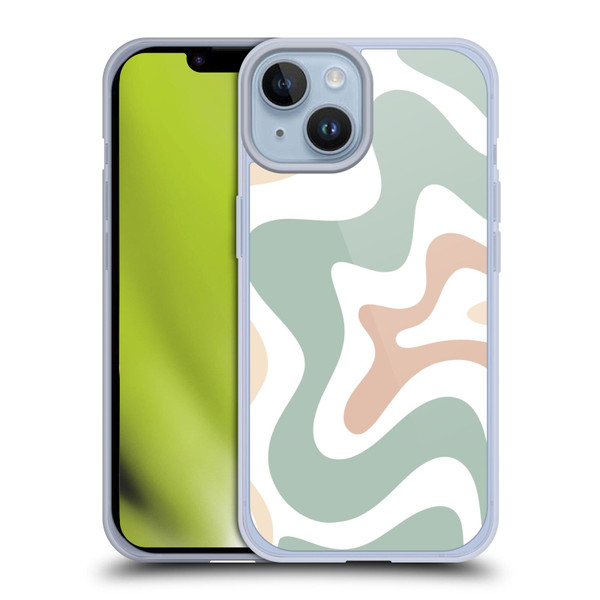 Kierkegaard Design Studio Retro Abstract Patterns Celadon Sage Swirl Soft Gel Case for Apple iPhone 14