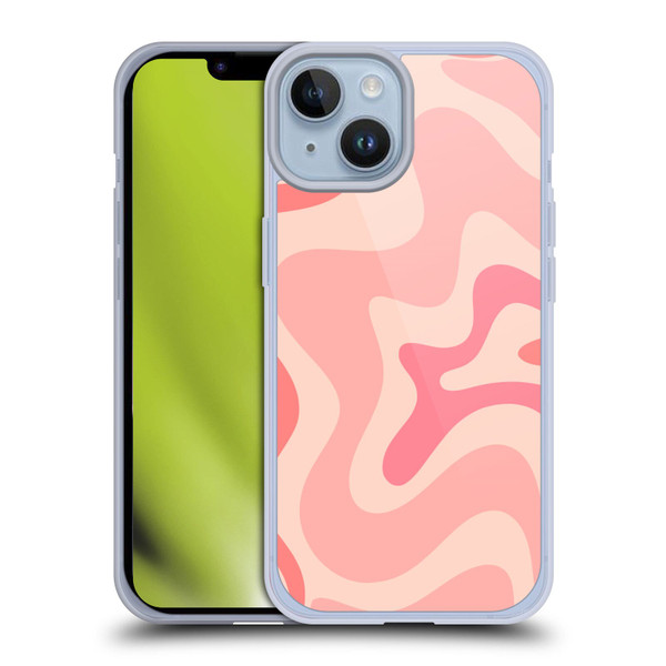 Kierkegaard Design Studio Retro Abstract Patterns Soft Pink Liquid Swirl Soft Gel Case for Apple iPhone 14