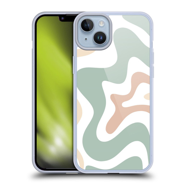 Kierkegaard Design Studio Retro Abstract Patterns Celadon Sage Swirl Soft Gel Case for Apple iPhone 14 Plus