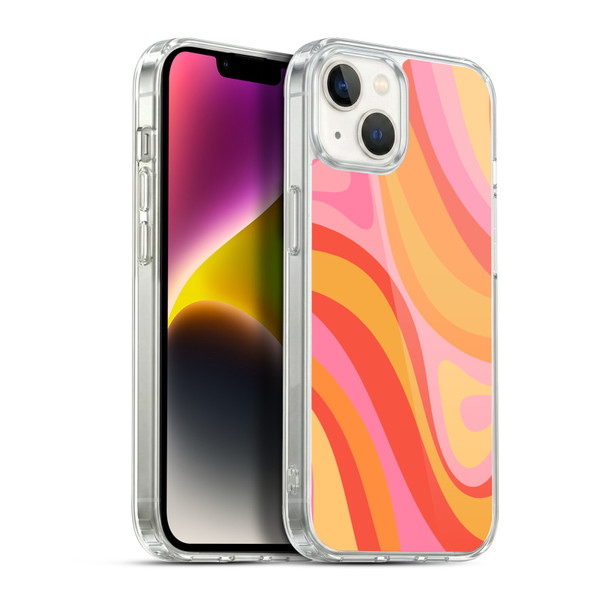 Kierkegaard Design Studio Retro Abstract Patterns Pink Orange Yellow Swirl Soft Gel Case for Apple iPhone 14 Plus & MagSafe