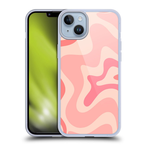 Kierkegaard Design Studio Retro Abstract Patterns Soft Pink Liquid Swirl Soft Gel Case for Apple iPhone 14 Plus