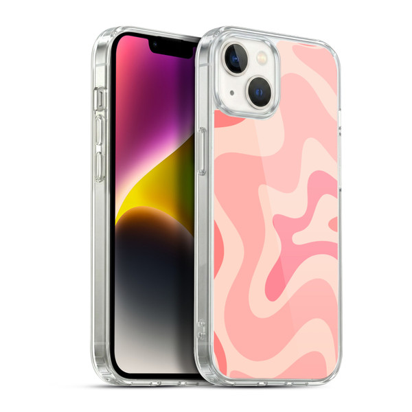 Kierkegaard Design Studio Retro Abstract Patterns Soft Pink Liquid Swirl Soft Gel Case for Apple iPhone 14 Plus & MagSafe