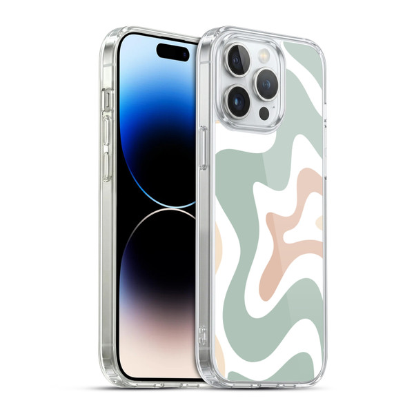 Kierkegaard Design Studio Retro Abstract Patterns Celadon Sage Swirl Soft Gel Case for Apple iPhone 14 Pro Max & MagSafe