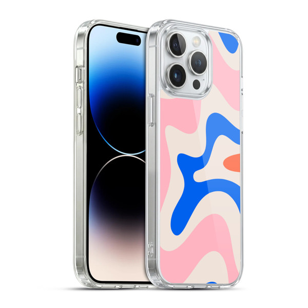 Kierkegaard Design Studio Retro Abstract Patterns Pink Blue Orange Swirl Soft Gel Case for Apple iPhone 14 Pro Max & MagSafe