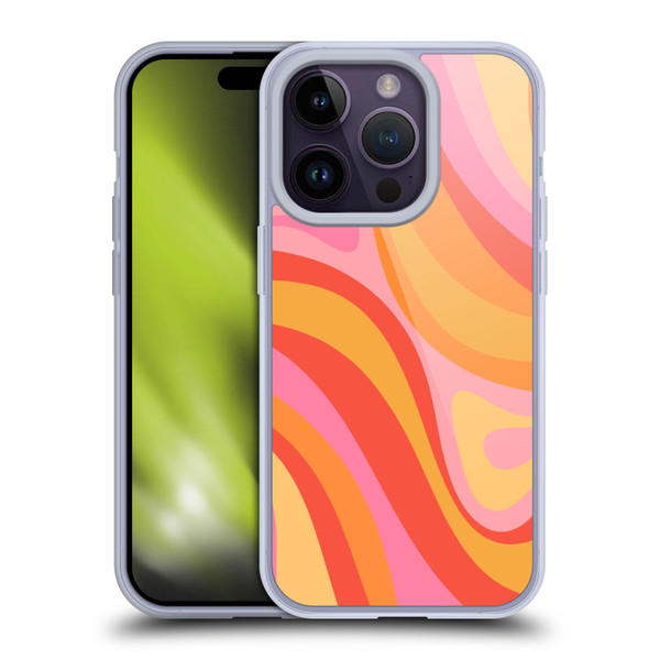 Kierkegaard Design Studio Retro Abstract Patterns Pink Orange Yellow Swirl Soft Gel Case for Apple iPhone 14 Pro